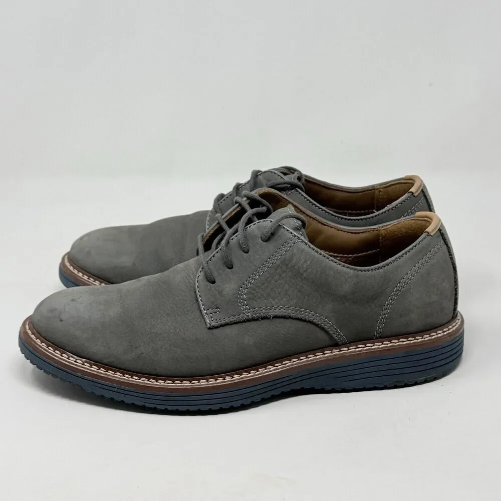 Johnston Murphy Upton Derby Shoes Mens 8.5 M Gray Blue Nubuck Leather Plain Toe
